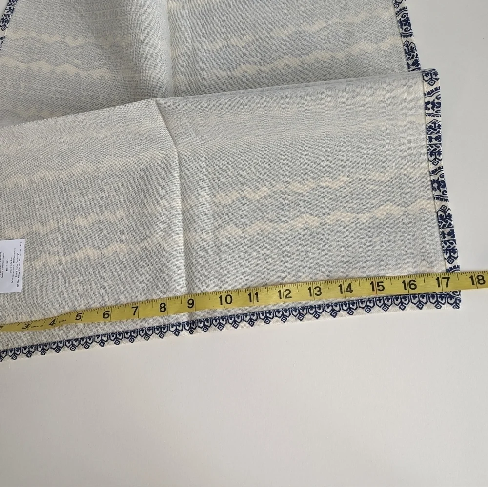 NWOT Set/ 6 Elrene Home Stripe Block Print Cotton Fabric Napkins Indigo, Natural